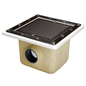 Sumidero de poliéster y fibra de vidrio 355 x 355. Rejilla inox. Astralpool