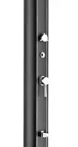 ar1130-1 | PisciManía Freestanding black metal outdoor shower column with multiple valves and a small shower head at the top.