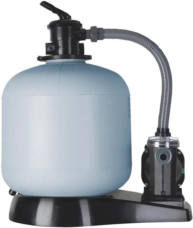 fa6100-1 | PisciManía Above-ground pool sand filter connected to a pump with a flexible hose.
